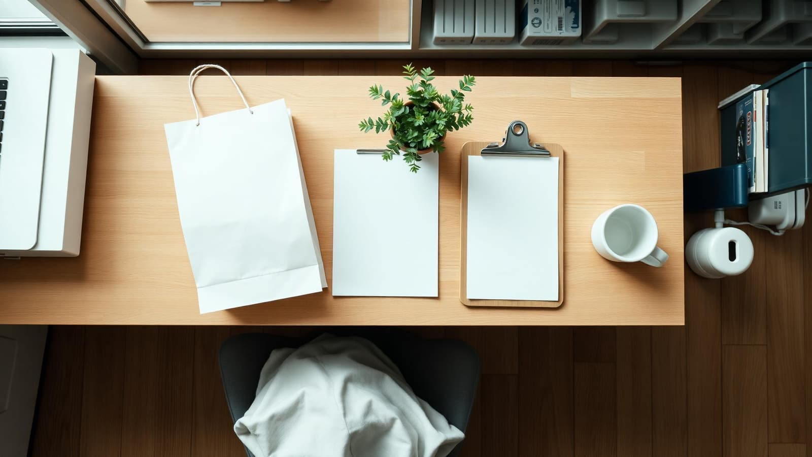 A prescription bag and clipboard on the counter at Chesters Pharmacy